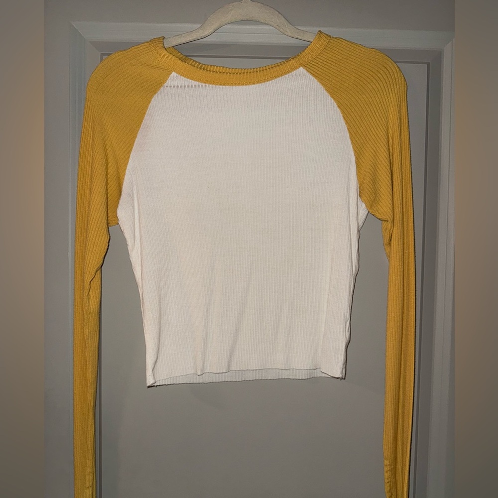 White and Yellow Long Sleeve Top
